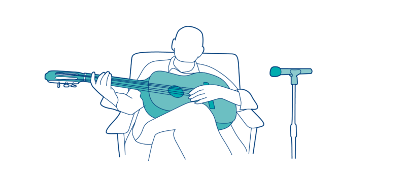 person singing with guitar